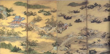 vistas famosas de sagano y vistas famosas de uji par 2 Kano Eitoku japonés Pinturas al óleo